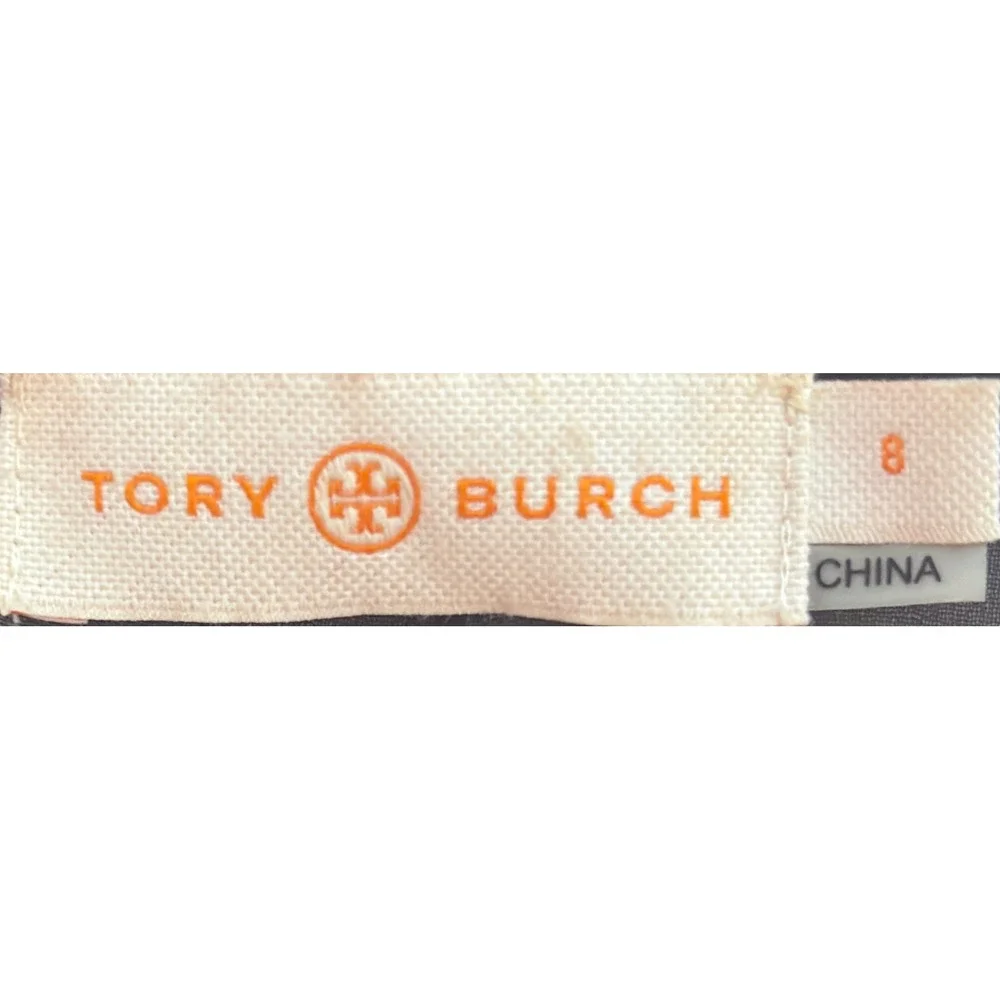 Tory Burch Silk Tunic Blouse Women 8 Black Excellent Embroidered V-Neck 52151136